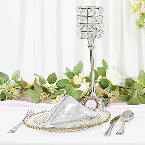 Set Of 12 Silver Sequin Napkins, 30Cm X 30Cm Dinner Cloth Napkins, Glitter Table Napkins For Wedding Party Reception Events Kitchen Home Thanksgiving And Christmas Decoration #TOP7