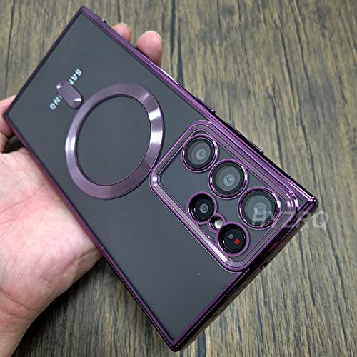 Coque Samsung S23 Plus luxe violet foncé transparente en silicone placage premium chic