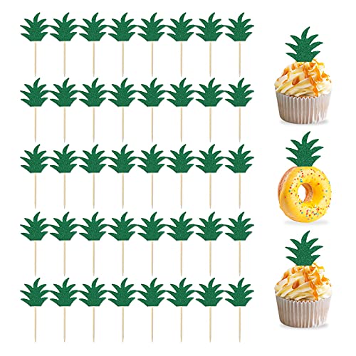 48Pcs Pineapple Cupcake Donut Cake Toppers, Pineapple Cute Cupcake Picks For Summer Tropical Hawaiian Party Cake Decorations #TOP1