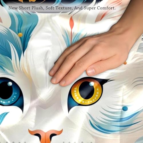 Housse de coussin chat blanc velours 50x50 cm décorative pour salon