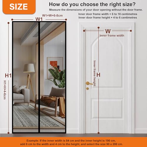 Image of Magnetic Screen Door,Magnetic Door Mosquito Net,Magnetic Door Curtain No Drilling Automatic Closing for Living Room Balcony Door Kids Room (100x220cm, Black)