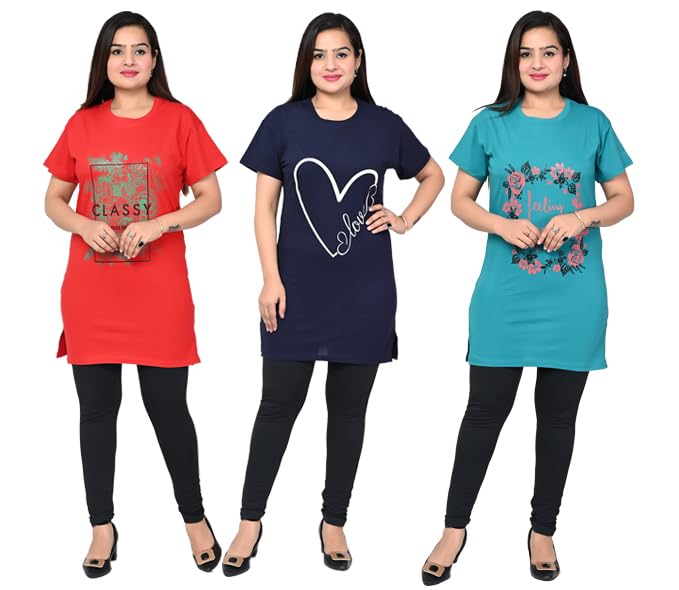 Women's/Ladies/Girls Printed Long Polo T-Shirts | Pack of 3-picture-10