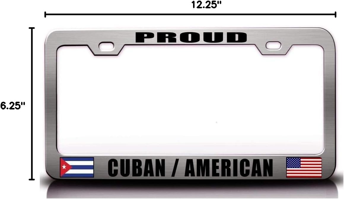 Proud Cuban American Nationality Patriotic Metal Car SUV Truck License Plate Frame Ch j37