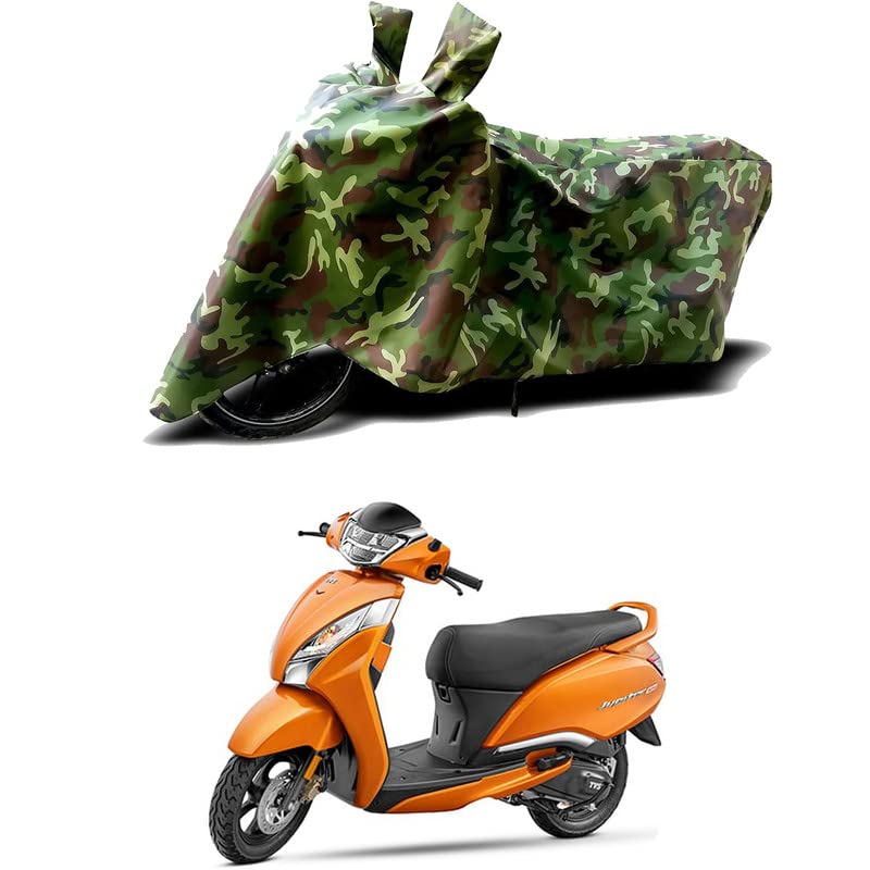 Image of 100% Water Resistant Bike Scooty Two Wheeler Body Cover Compatible for TVS Jupiter 125 Drum /UV-Rays /Heat Protection /Birds Dropping /Scratchproof /Dust Proof /Waterproof /All Varient[Green MJ]