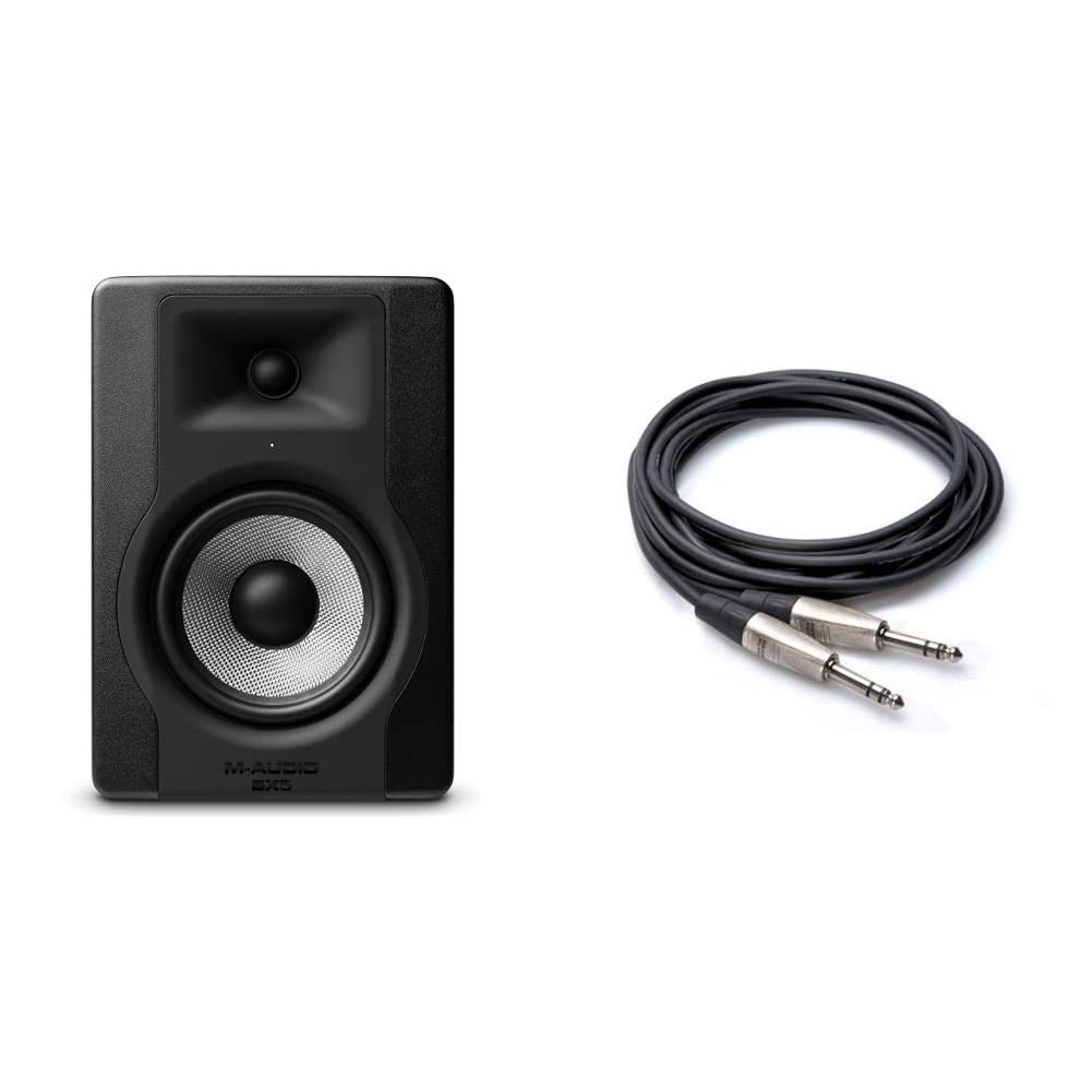 M-Audio BX5 D3 | Compact 2-Way 5" Active Studio Monitor Speaker, 1 Piece & Hosa HSS-010 REAN 1/4" TR