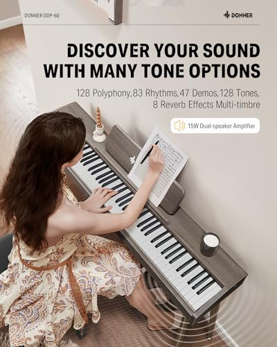 Donner OURA DDP-60 88 Key Digital Piano Keyboard+Donner Duet Piano Bench with Storage - image 3