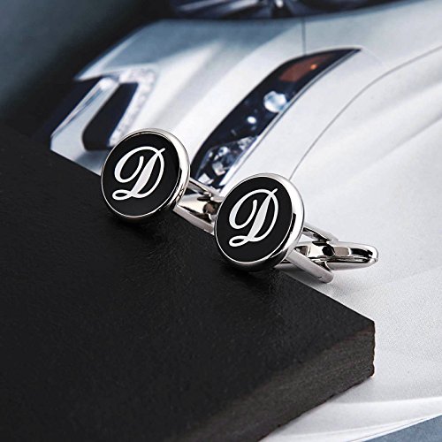 Gemelos de Acero Inoxidable Negro y Blanco con Letra d miniatura 3
