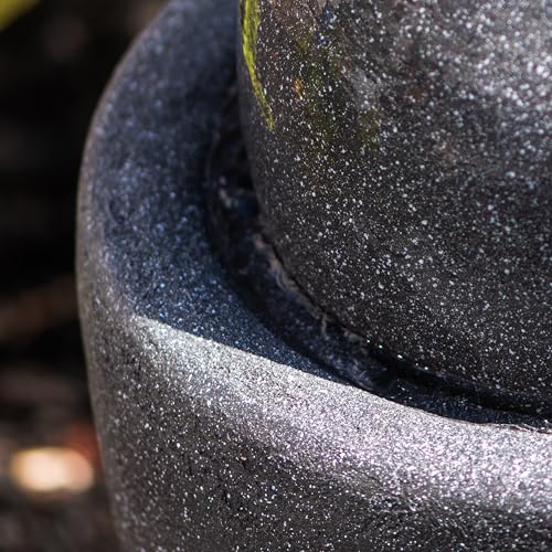 Xbrand AMR3854-2 25.98 Inch H Round Stone Indoor/Outdoor Modern Stone Textured Sphere Water Fountain W/Led Lights thumb #4