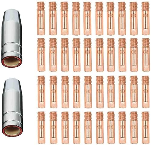 Mig Welder Consumable Set Mig Torch Contact Tips Gas Nozzles for .030'' 0.8/1.0mm MB15 15AK Accessories 42PCS Welding Torch Accessories