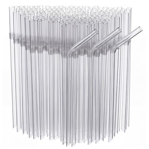 Duravel Clear Jumbo Smoothie Straws 100 Pcs 12 mm Wide 21 cm Long Individually Wrapped Flexible Bendable Style Bulk Pack