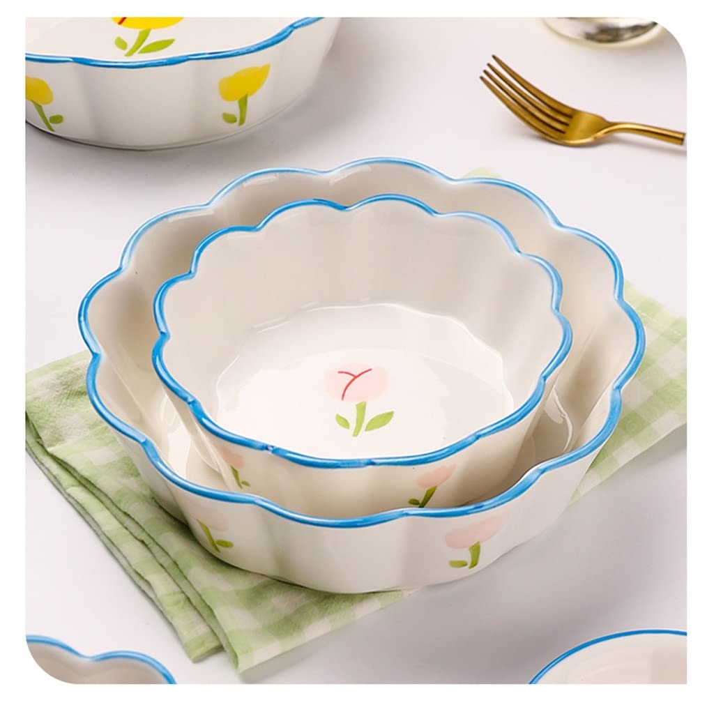 Salaterka miska do makaronu miska ceramiczna retro talerz miska śniadaniowa miska deserowa salaterka duża miska do zupy salon biurko koronka owocowa salaterka miski na zupy i sałatki (kolor: 1, rozmiar: duży)