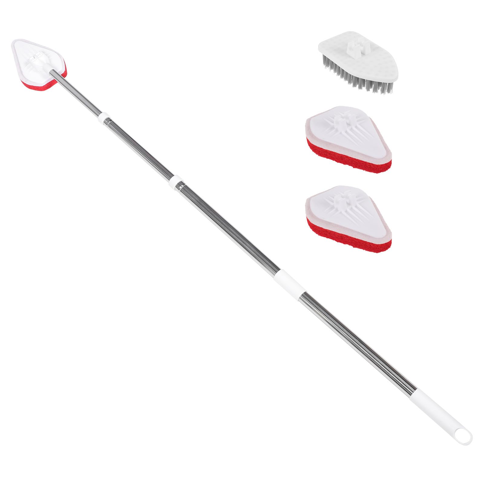 Cepillo para Fregar Pisos Multifuncional con Mango Extensible Ajustable Cepillo Triangular de Cerdas Rígidas y Cabezales de Esponja Absorbente Juego 1 Mango 3 Esponjas y Cocina