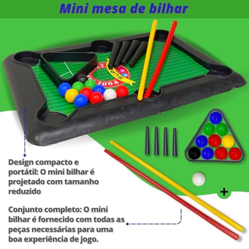 Europio - Brinquedo Mini Mesa de Sinuca Bilhar Jogo Infantil Portátil