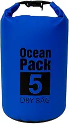 Saco Estanque Dobrável 5 Litros Impermeável com Alça Ajustável Prova D'Agua Mergulho Pescaria Saco Mochila