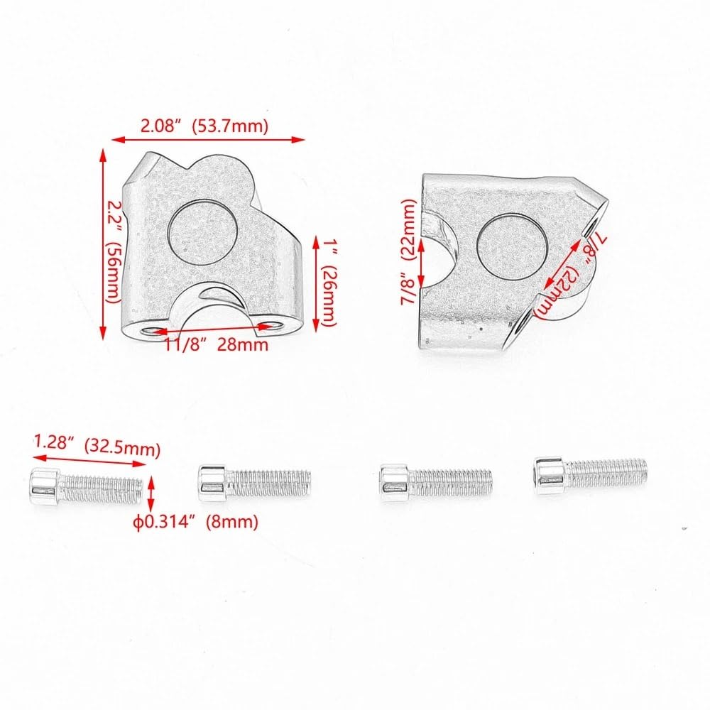 Moto Raisers Manubrio Rialzo Riser per manubrio moto da 7/8" 22 mm per MT07 MT09 FZ6 XJ6 XJR1300 Manubrio rialzato 30 Altezza universale