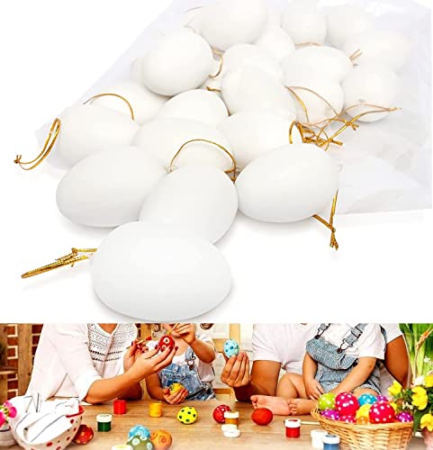 RUISCHENTONG 24 huevos de Pascua de plástico, 6 cm, decoración de Pascua, decoración de huevos de plástico, decoración para manualidades, decoración y regalos (color blanco) Cover