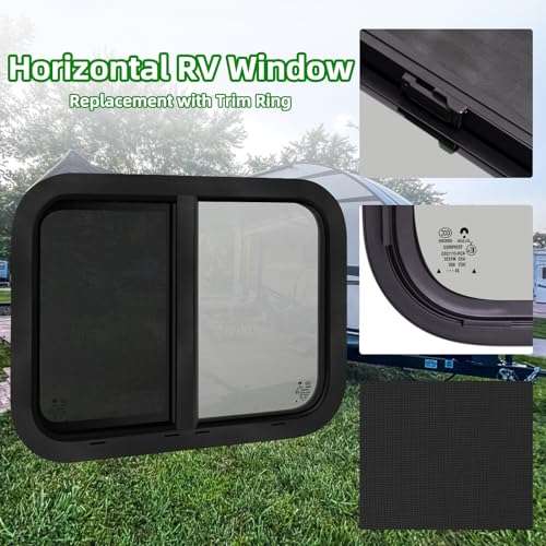 Image of RV Window,Camper Replacement Horizontal Sliding RV Window for Cargo Trailer Utility Travel Trailer Cargo Van Truck SUV 24 inch W x 15 inch H,Fit 15 /16 inch or 1-3 /8 inch Thick Wall,Allow Error 1 /16 inch,DOT Approved