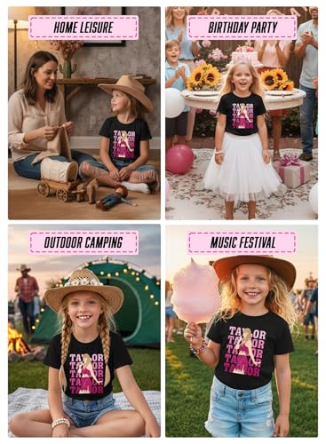 Image of Girl Country Music T-Shirt - Kids Singer Letters Graphic Birthday Shirts Gifts Fan Song Tour Concert Outfit Top