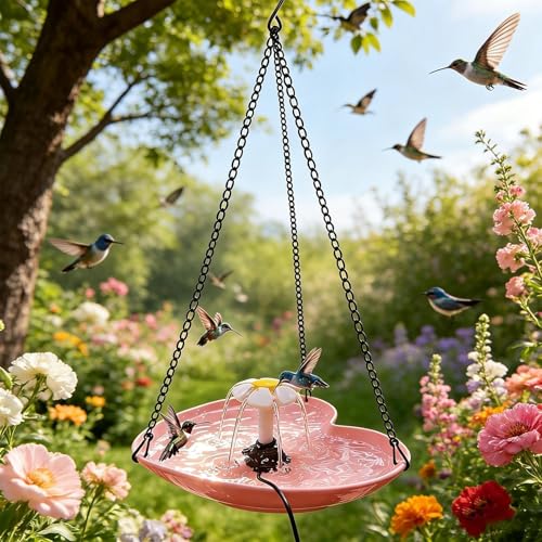 Forma de corazón con bomba solar para fuente decorativa de aves en el patio 4