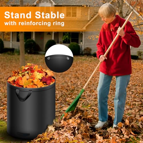 2X 500L Gartenabfallsack, Wiederverwendbare Gartensäcke mit Griffen, Selbststehend, Wasserdicht, Gartensack, Laubsäcke Faltbar inkl.Handschuhe, Laubsäcke Groß Stabil,für Gartenabfälle und Grünschnitt