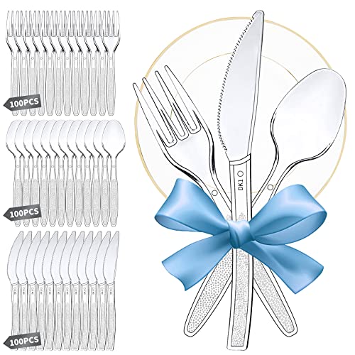 Couvert Plastique Reutilisable, 300pcs Couverts en plastique Fourchettes, Couteaux, Cuillères pour Les Vacances,Réunion de Famille,Camping Sauvage Cover