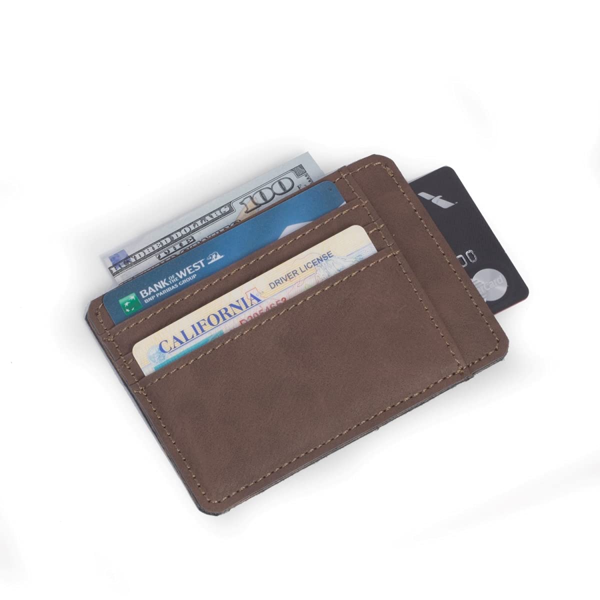 Bey-Berk 5-Slot Credit Card in Rustic Brown Leatherette