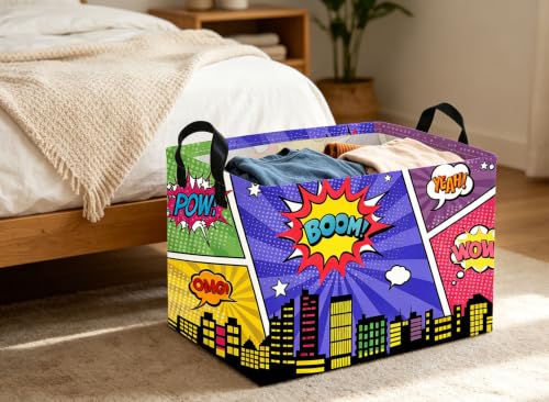 Image of Rectangle Kids Baskets Spider Basket Cute Storage Bin Fish Box for Room Decor Gift Basket(City)