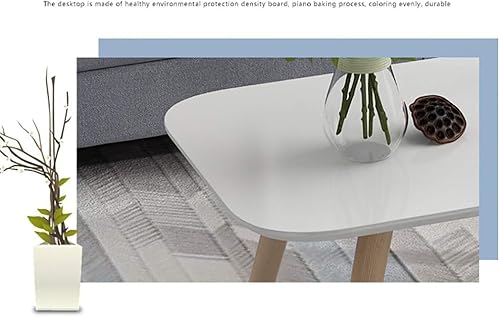 Miniatura 3 de Mesa de Centro Mesa de centro de madera maciza con bordes de arco, moderna mesa de té de mediados de siglo multifuncional, mesa baja, sala de estar,