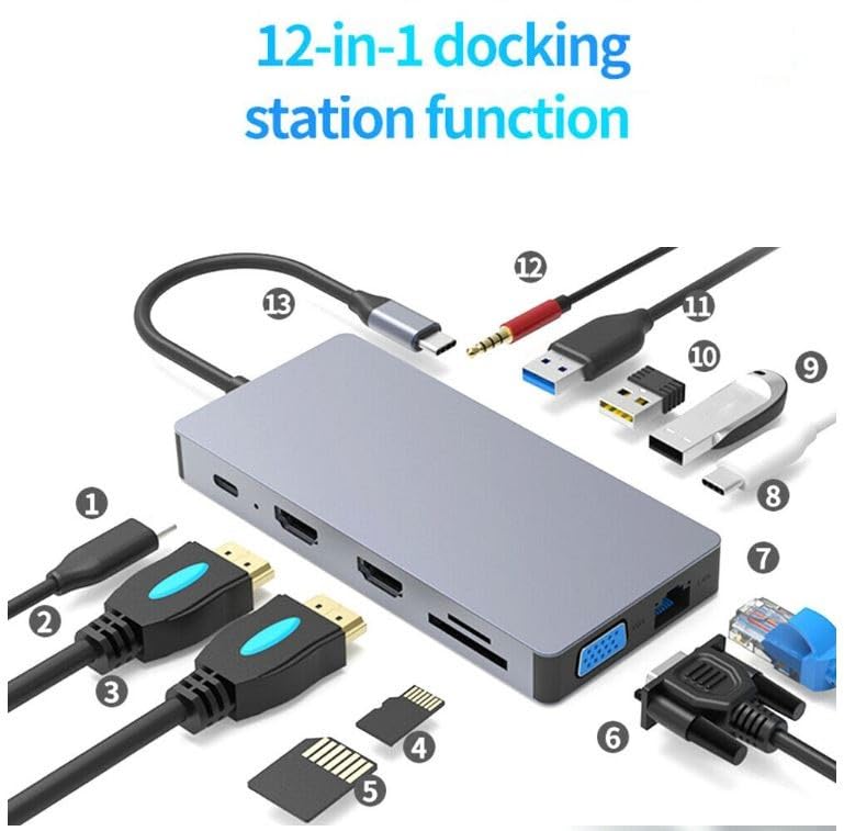 Hub USB-C 12 en 1 anti surchauffe double hdmi pour ordinateur portable - 3