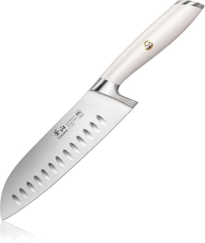 Cangshan Cuchillo Santoku forjado de acero alemán de la serie L1 1026900, blanco
