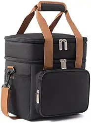 Bolsa Térmica Grande Espaçosa Dois Compartimentos Lancheira Para Marmita, Passeio, Escola, Faculdade, Trabalho Bolsa Para Marmita, PREMIUM (Preto)