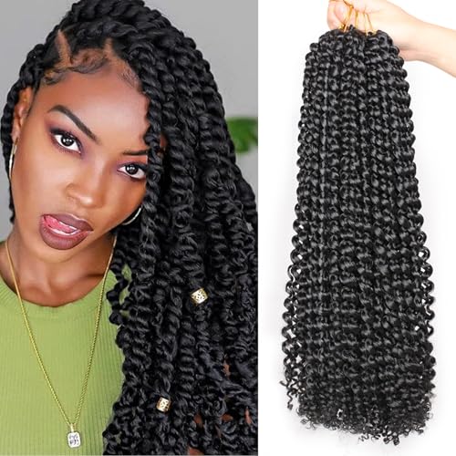 Mscat Water Wave Crochet Hair - 18 Inch Passion Twist Extensions in 7 Packs - Synthetic Hair for Bohemian Braiding