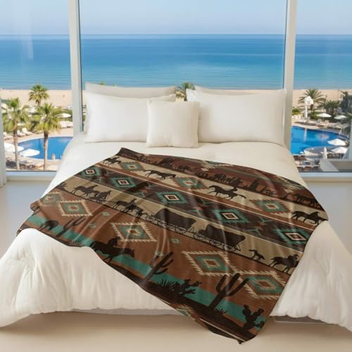 Couverture en flanelle imprimée style occidental avec tissu peluche ultra doux 150x200 - 6