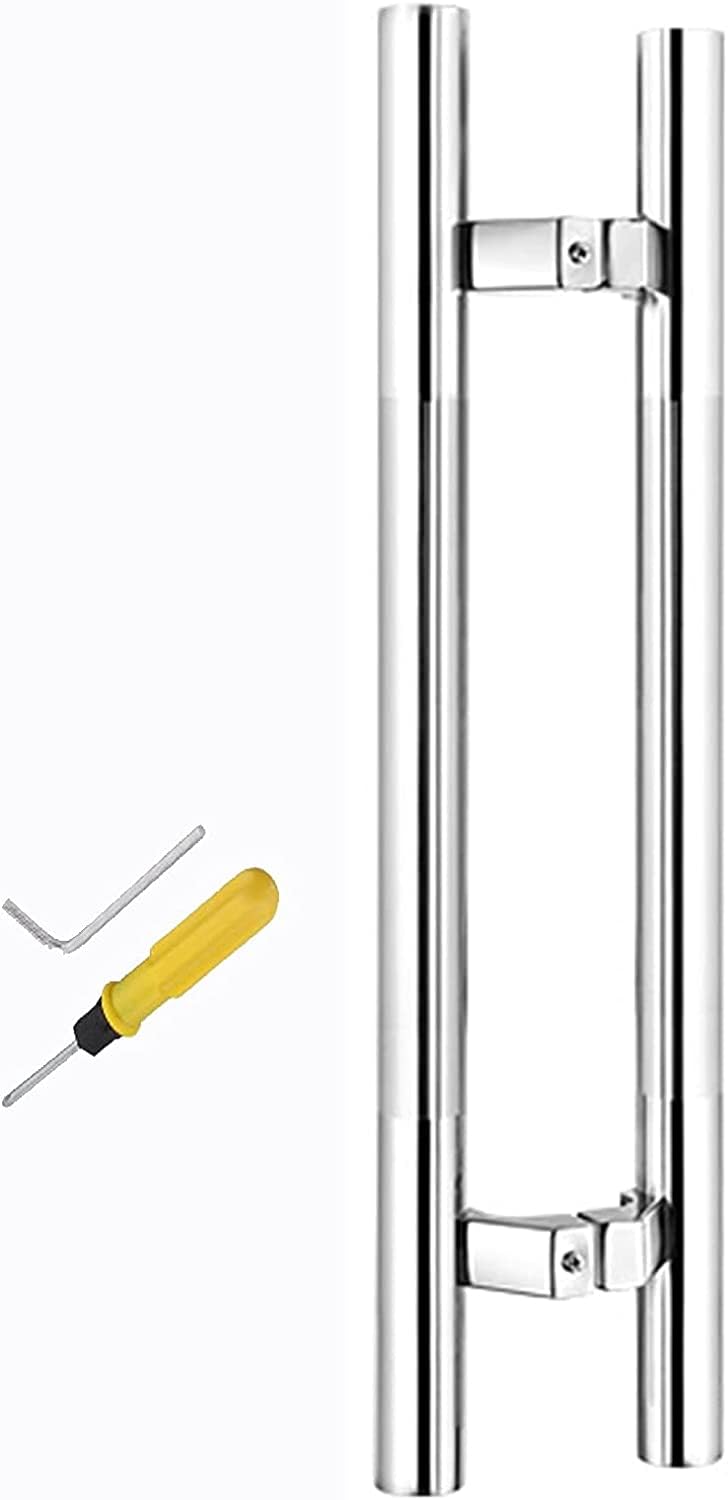 Poignée porte push pull brossé en acier inoxydable argent 60cm pour entrée