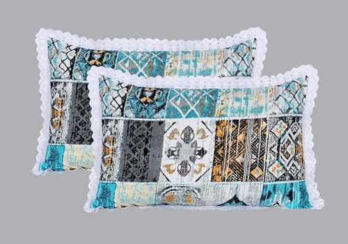 Image of RD TREND Glace Cotton Pillow Cover Set of 2 (4 Pcs) - Premium 210 TC, Standard Size 18 inchx28 inch | Soft & Breathable Lace Pillowcases for Bedroom & Home | Mix-12