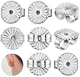 4 Pairs Large Earring Backs,925 Sterling Silver Earring Backs for Studs,8mm Adjustable Hypoallergeni