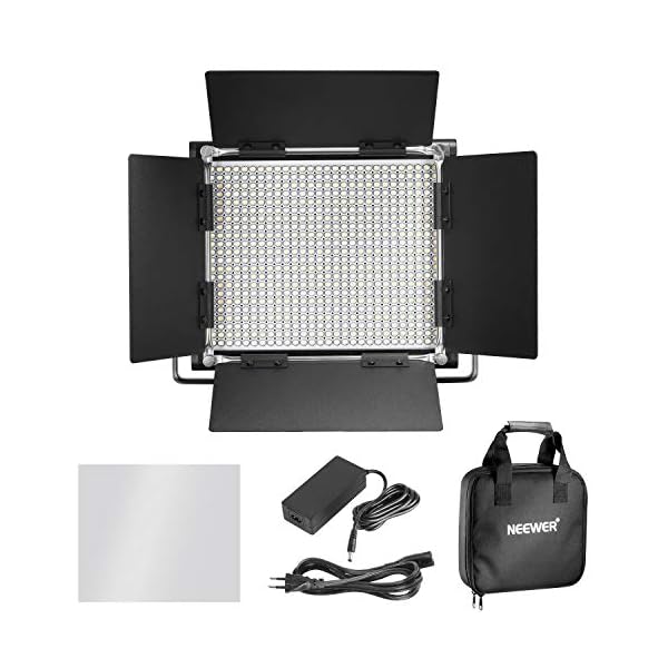 Neewer Dimmbares Bi-Color 660 LED Videolicht 3200-5600K mit U Halterung und Barndoor, 2 Li-Ionen-Akku und USB-Ladegerät… – Bild 4