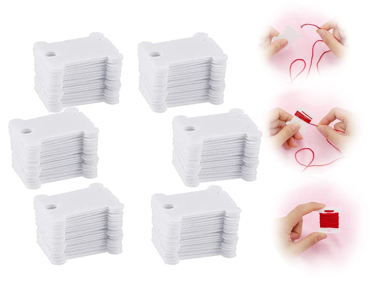 ELECDON Plastic Floss Bobbins, For Cross Cotton Thread Craft DIY Sewing Storage, Thread Organizer Holder, Embroidery Thread Cards Cross Stitch Bobbin 120 Pcs