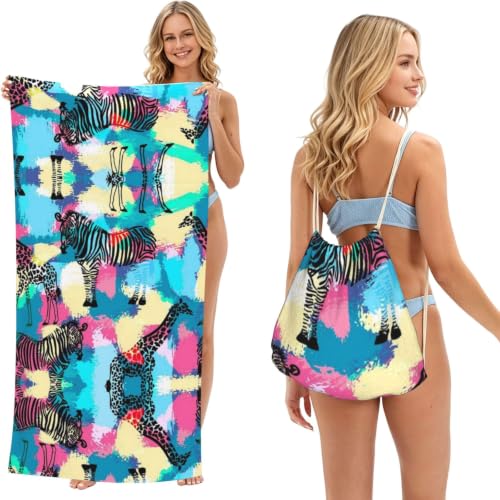 Serviette de piscine séchage rapide à motif zèbre pour le sport - 2