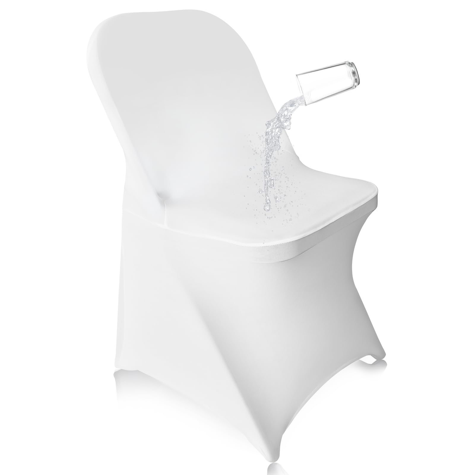 EMART Folding White Chair Covers 25 Pcs, Polyester Spandex Universal Standard Seat Slipcovers Fitted for Wedding Bulk, Party, Banquet and Holidays
