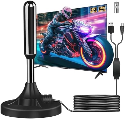 Réception Longue Portée 360 Antenne TV Intérieure Puissante 620+KM - Réception TNT HD 4K Avec Amplificateur Signal 360° Réception TV HD 4K