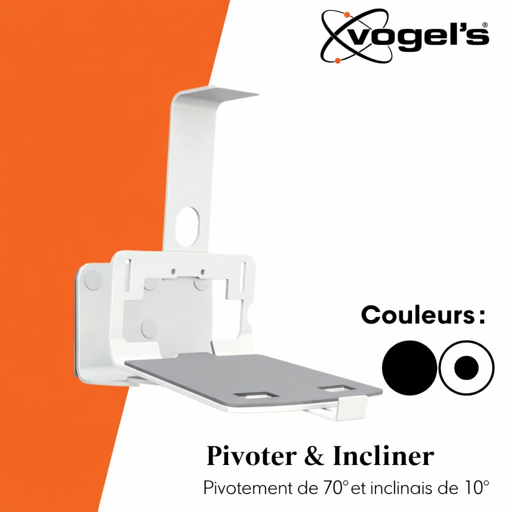 Vogel's Sound 3205 Support Mural Universel pour Enceintes, Orientable Jusqu'à 70º, Inclinaison Jusqu'à 10º, Poids Max. 6,5 Kg, Convient Ã‰Galement pour Sonos Five, Denon HEOS 5 & 7, Blanc (1x)
