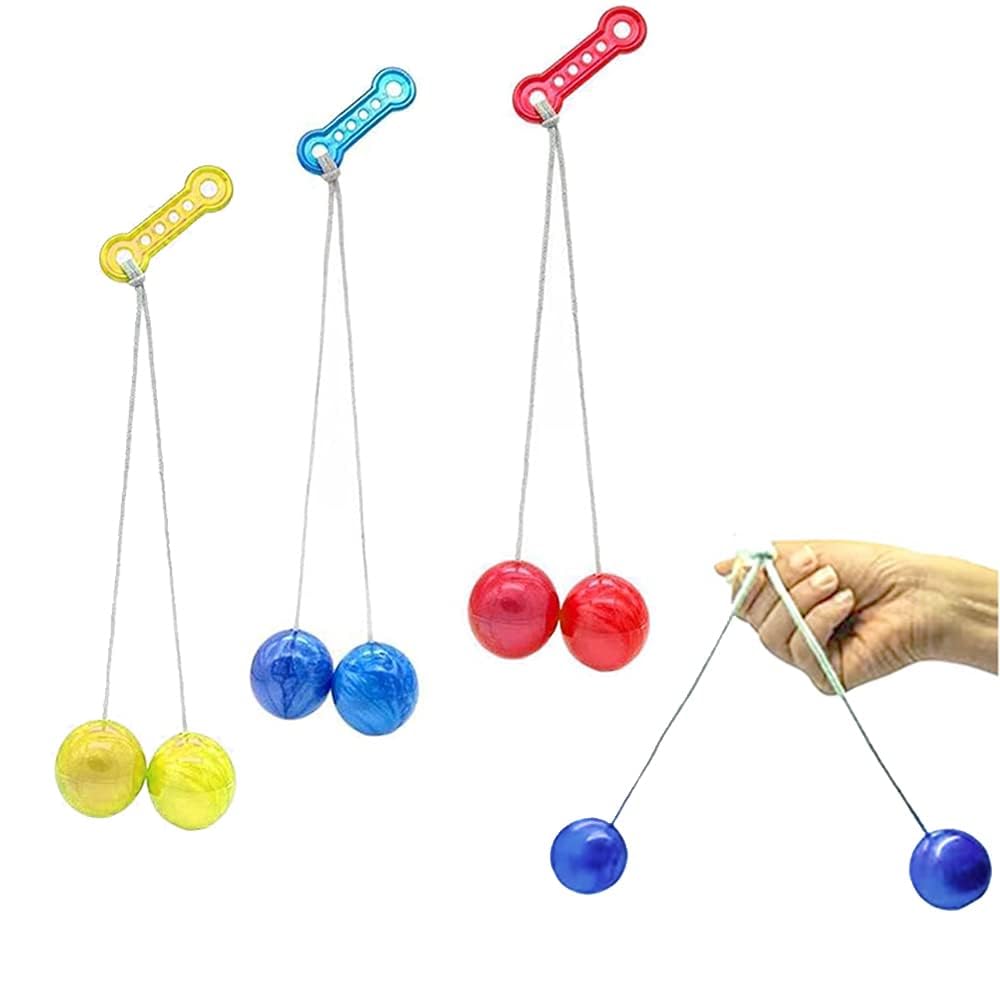 3 Pairs Clacker Ball,Ladder Balls, Toss Game Balls, Children's and Adults' Pressure reducing Balls,Used for Training Balance Ability, Concentration (Randomly Send 3 Colors)