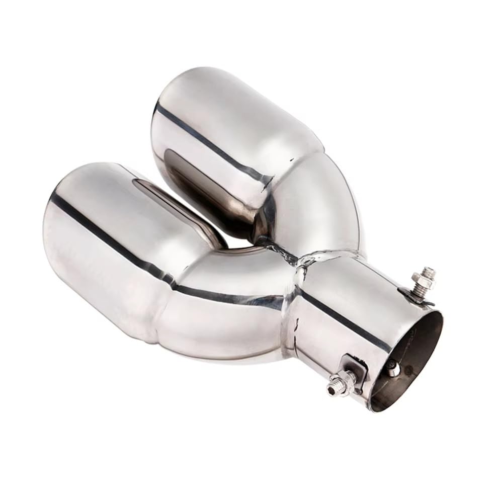 Silenziatore Scarico 63mm Doppia Uscita In Acciaio Inossidabile Cromato Marmitta Per Auto Tubo Scarico Punta Fine Rivestimento Modificato Coda Gola Fodera Tubo Scarico Per Auto