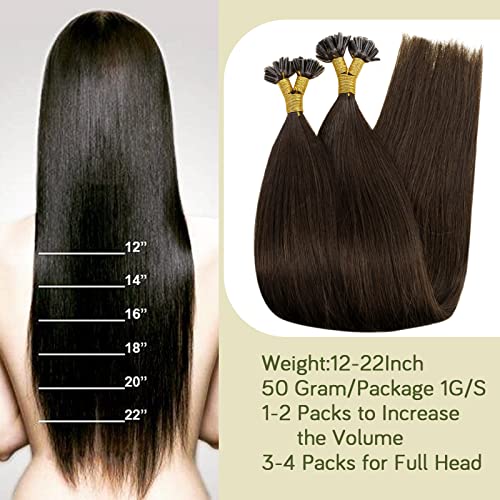 RUNATURE Pre Bonded Hair Extensions Real Human Hair Dark Brown U Tip Hair Extensions Human Hair Brown U Tip Extensions 12 Inch 40g 50 Strands - Image 4