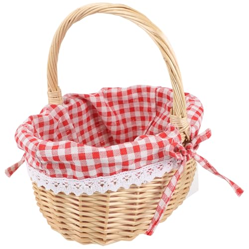 Alipis Panier De Rangement En Osier Avec Doublure Coton Rouge Pour Pique- Et Présentation Alimentaire Taille S 8X8X11 Pouces Panier Cadeau Polyvalent Pour...