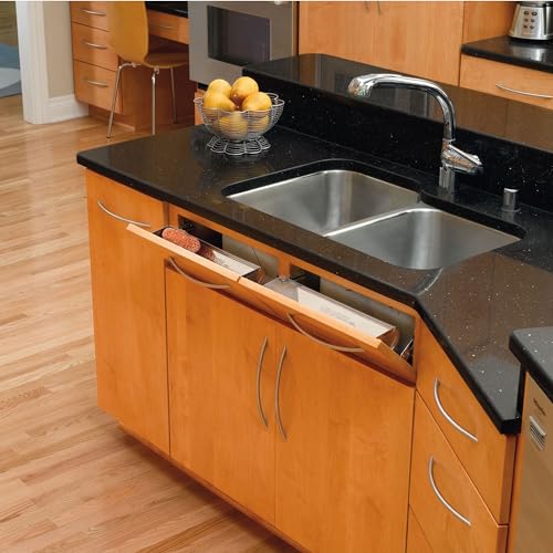 Image of Rev-A-Shelf 16 inch Tip Out Tray with Soft Close for Sink Base Cabinets, Storage Organizer for Kitchen, Laundry Room, or Vanity Cabinets, 6581-16SS-SC-1