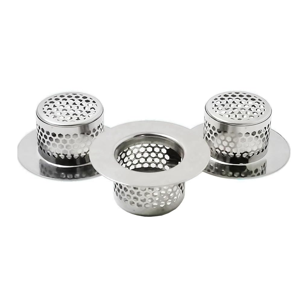 Jovryn Bathtub Drain Cover, Bathroom Sink Strainer, Drain Hair Catcher for Bathtub Laundry Utility Sink, A (3-Pack)