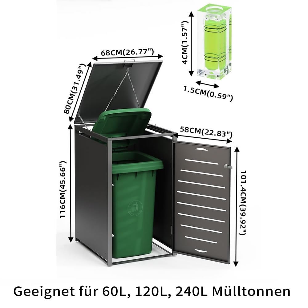 Melko Boîte à poubelles anthracite, extensible à volonté, revêtement pour poubelle de 1 tonne, robuste et durable, capacité jusqu'à 240 l