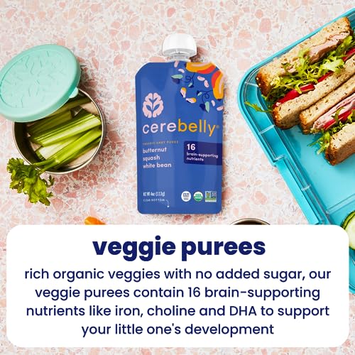Cerebelly Baby Food Pouches – Organic Butternut Squash White Bean (4 oz, Pack of 6) Toddler Snacks - 16 Brain-supporting Nutrients from Superfoods - Gluten-Free, BPA-Free, Non-GMO, No Added Sugar - Image 6